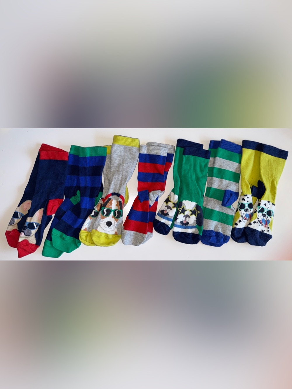 Bundle of Mini Boden socks puppy dogs and stripes shoe size 10-13 toddler / kid